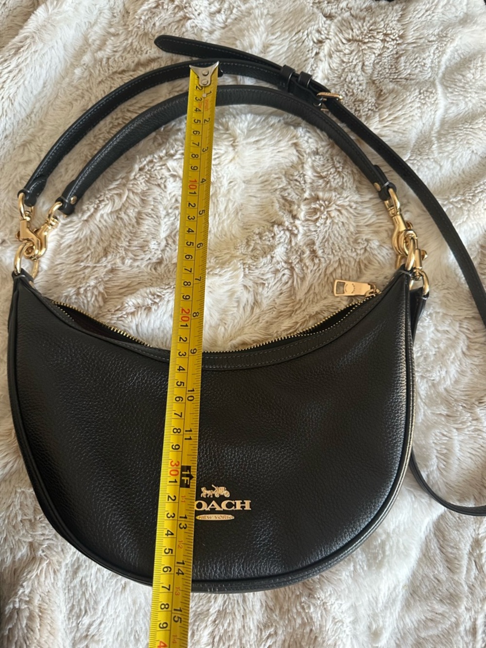 Coach Black Pebbled Leather Crescent Crossbody with Gold Hardware - Picture 4 of 5